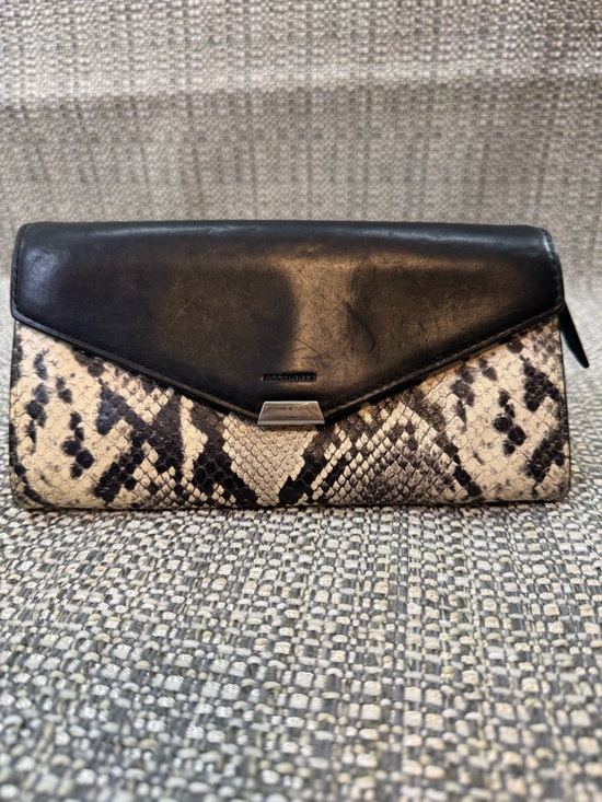 All Saints Handbags - ALL SAINTS Genuine Calf Leather Chain Wallet Snake Skin-Like Cow Leather.